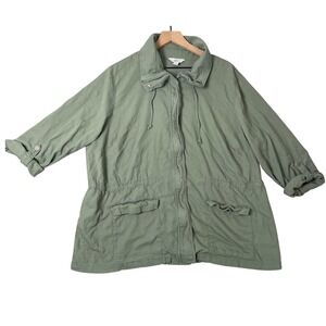 Croft & Barrow Linen Jacket Womens Plus 2X Sage Green Utility Jacket Spring